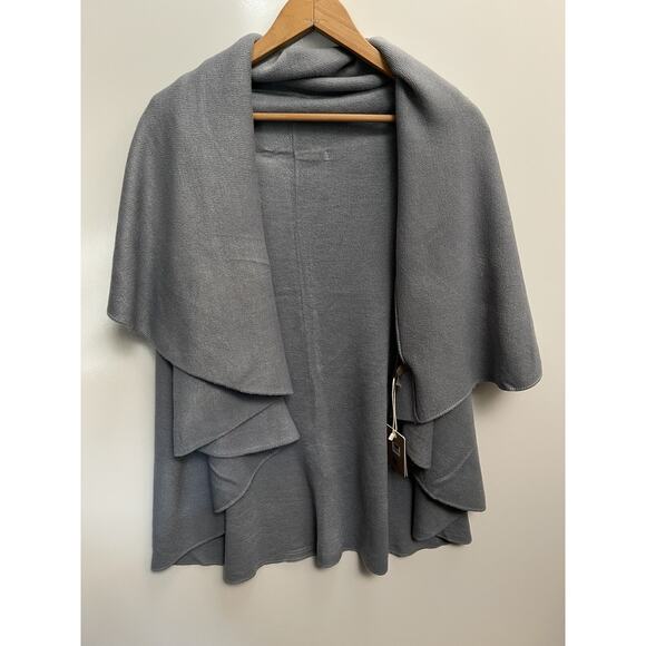 Look by M Everyday Cape Cardigan Blue Knit Casual One Size Fits Most - Picture 7 of 8